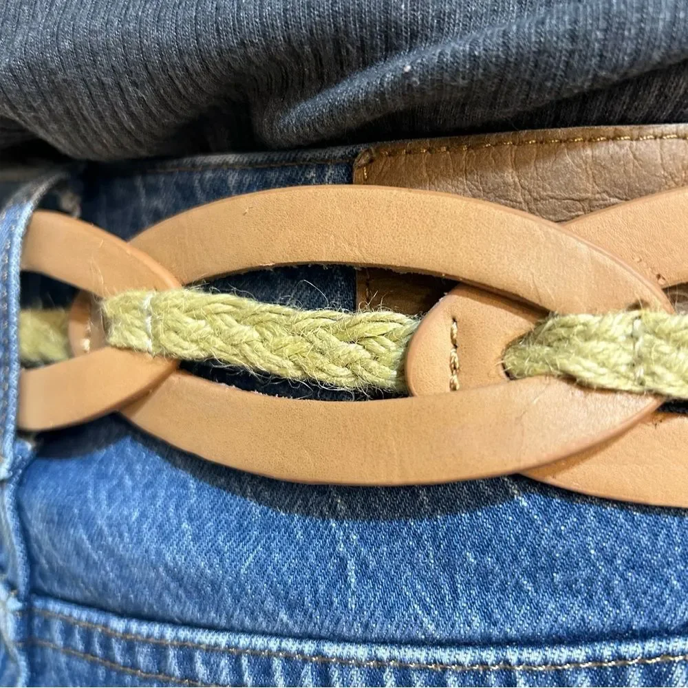 Nine West Vintage America Collection Leather Rope Braided Brown Belt Size Medium